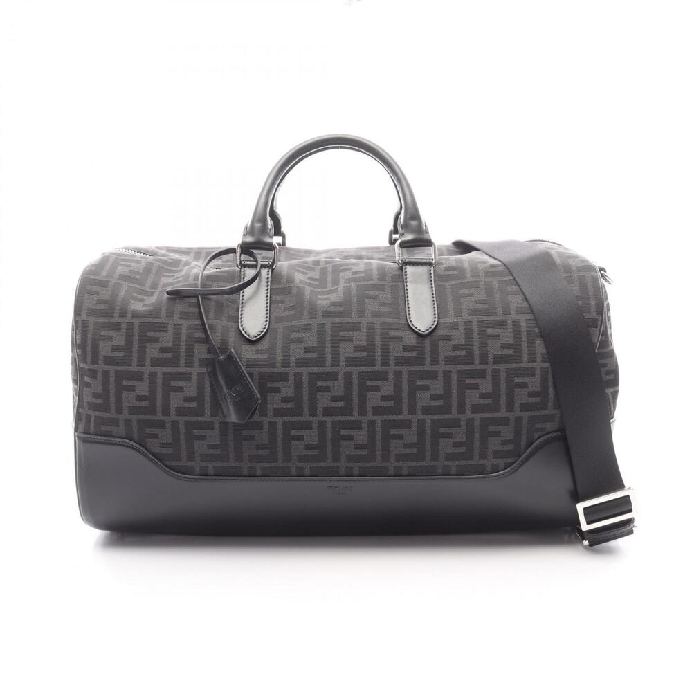 Fendi FF Jacquard Duffle Bag, 2-Way Boston Bag/Handbag, Canvas and Leather, M...